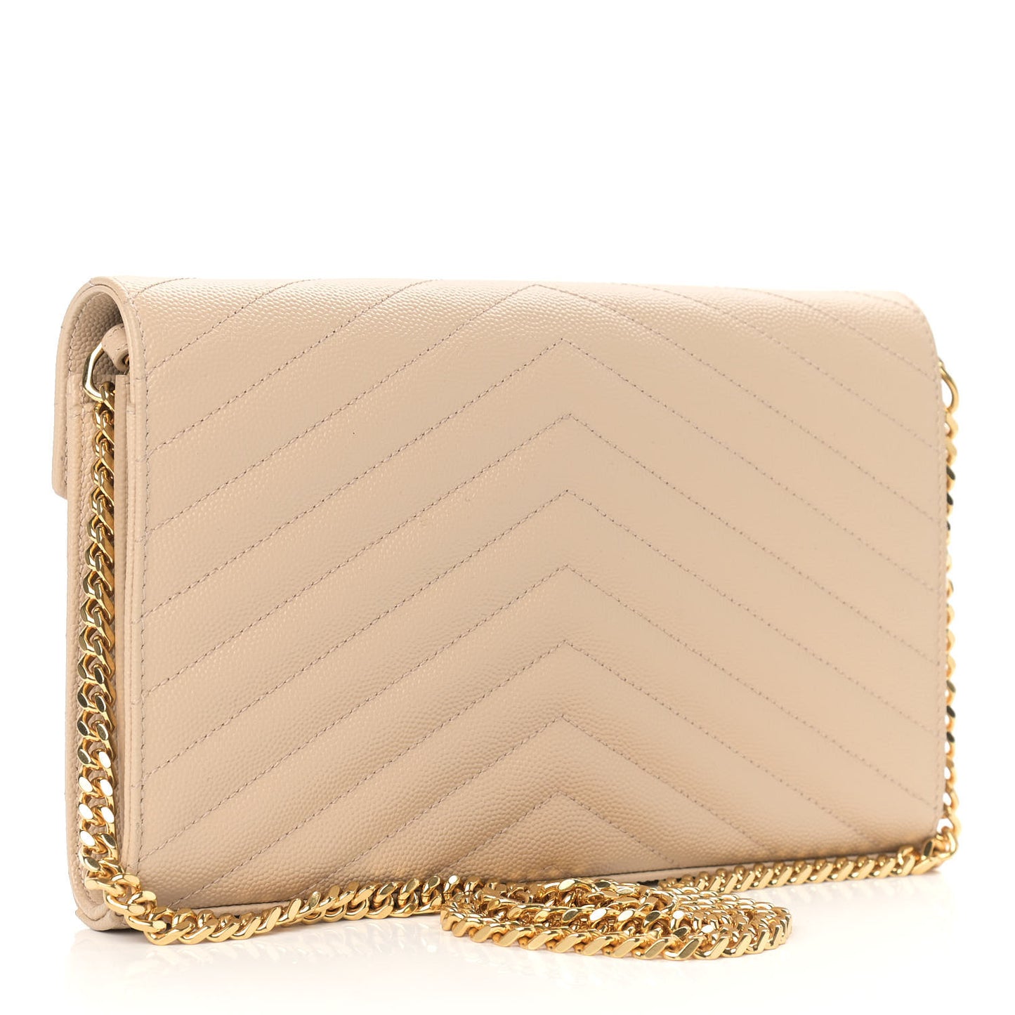 Grain De Poudre Matelasse Chevron Monogram Chain Wallet Nude Powder