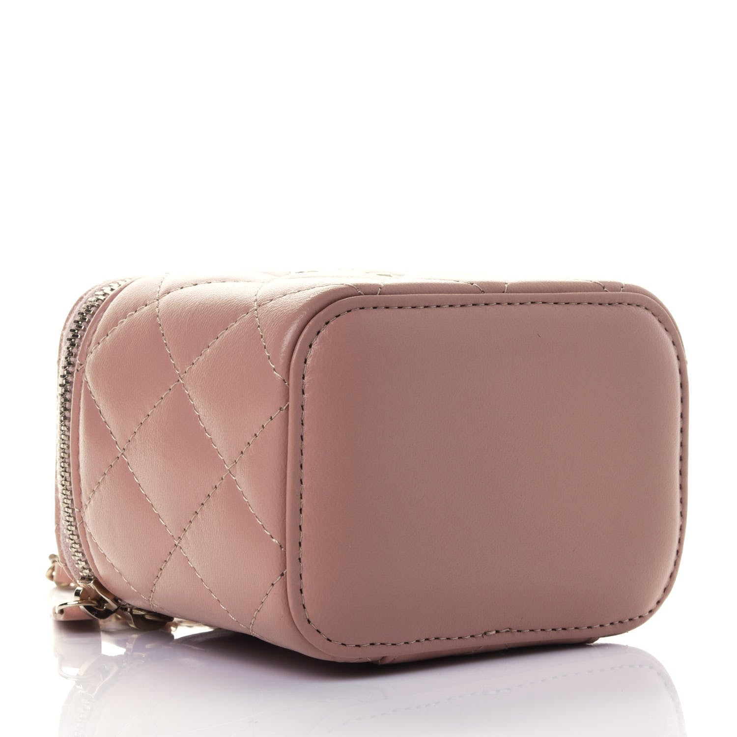 Chanel Lambskin Quilted Top Handle Mini Vanity Case With Chain Beige 3 of 4