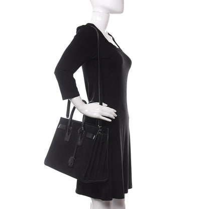 Saint Laurent Suede Crocodile Embossed Small Sac De Jour Black 2 of 11