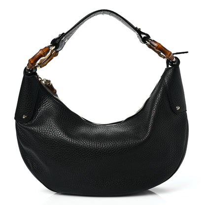 Gucci Calfskin Half Moon Bamboo Ring Hobo Black 1 of 9