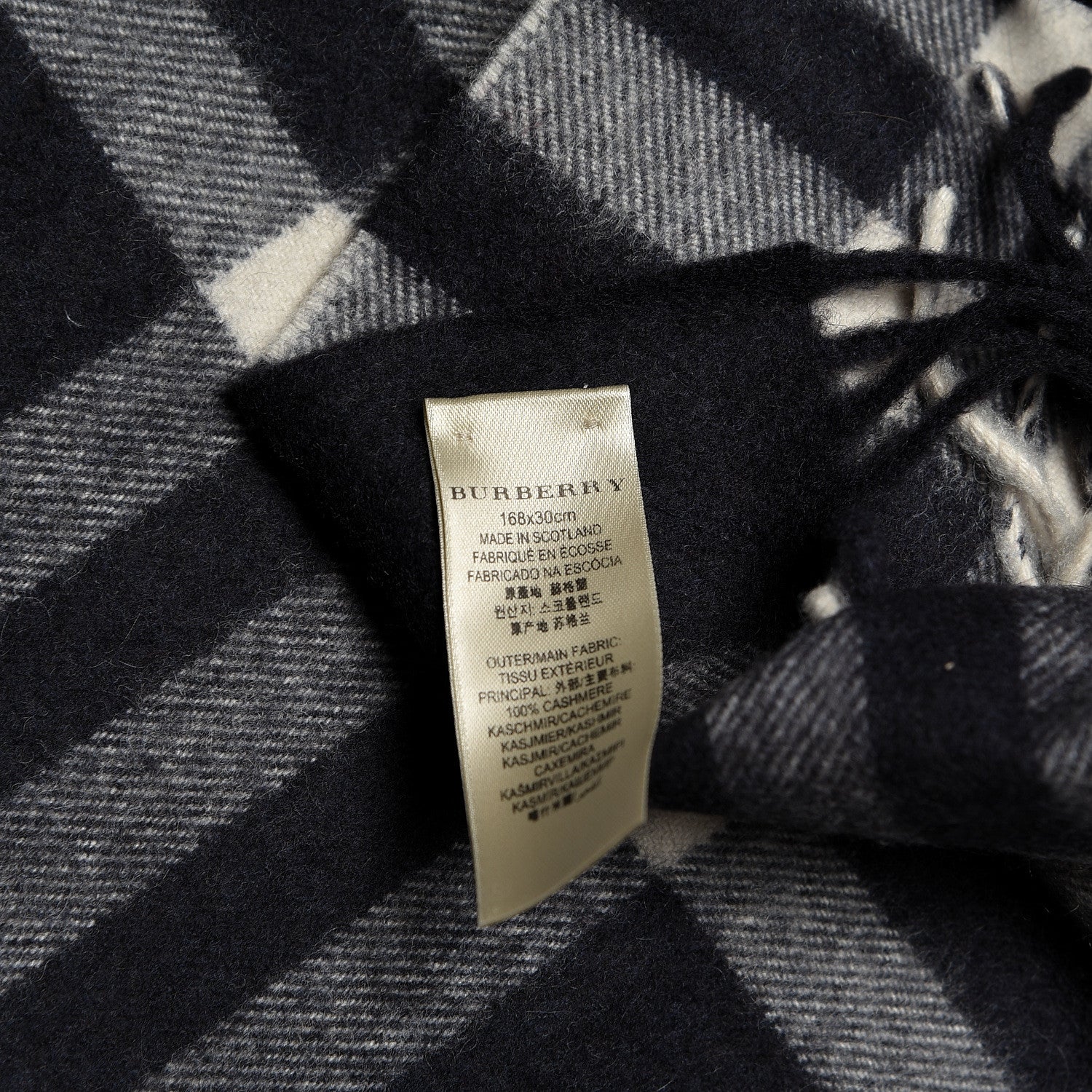 Burberry Cashmere Nova Check Fringe Scarf Blue 5 of 6