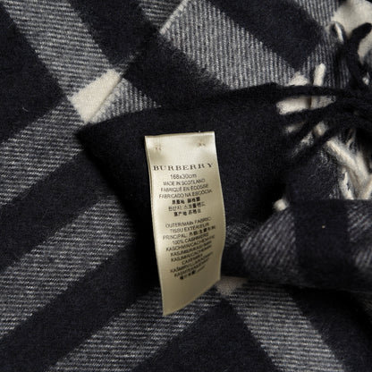 Burberry Cashmere Nova Check Fringe Scarf Blue 5 of 6