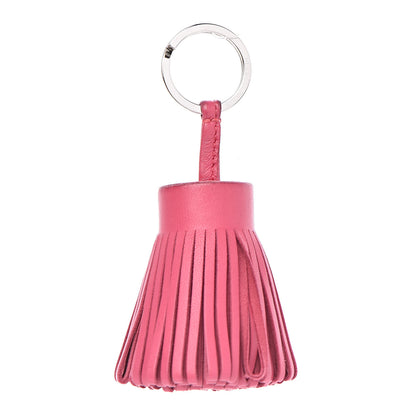 Hermes Lambskin Carmen Tassel Key Holder Rose Shocking 1 of 3