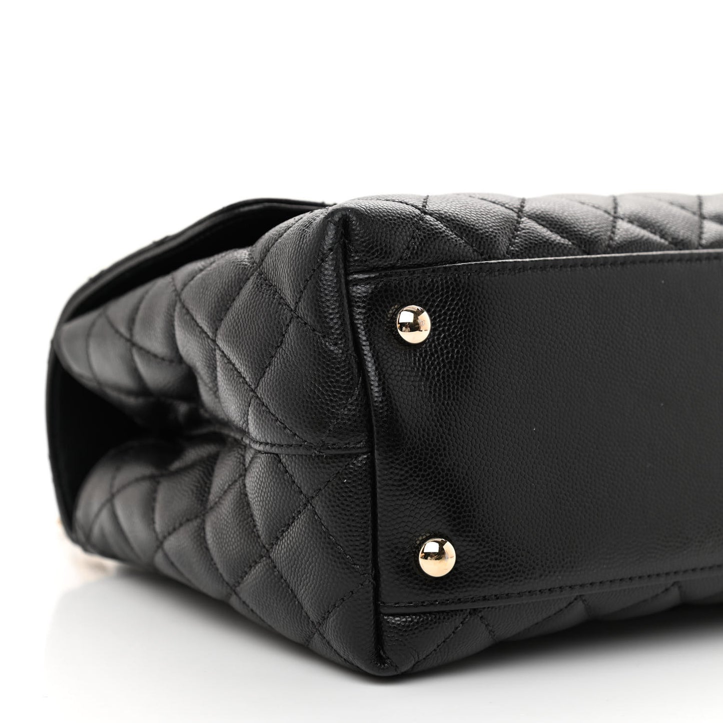 Caviar Quilted Small Coco Handle Flap Black