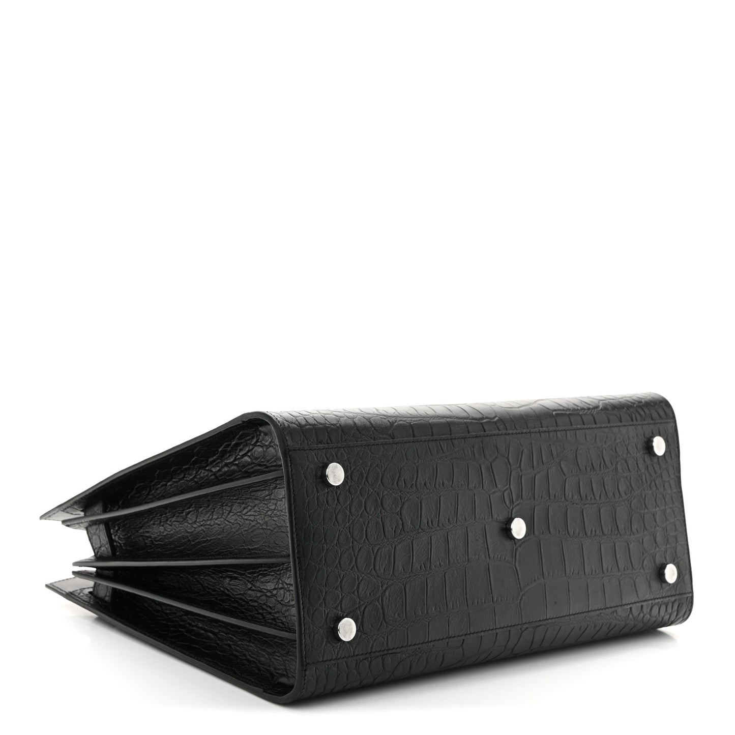 Calfskin Crocodile Embossed Small Sac de Jour  Black