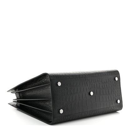 Saint Laurent Calfskin Crocodile Embossed Small Sac de Jour  Black 4 of 10