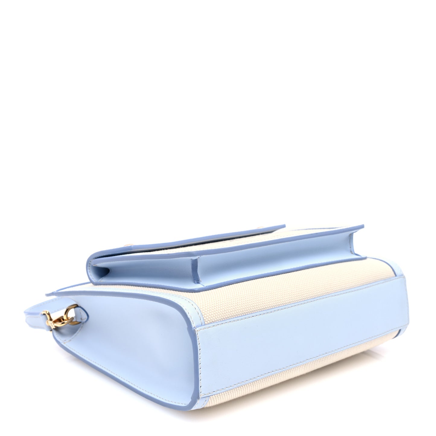 Canvas Smooth Calfskin Two Tone Mini Pocket Bag Natural Pale Blue