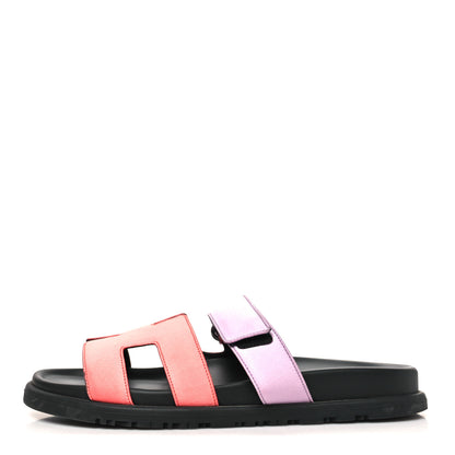 Hermes Satin Crepe Chypre Sandals 37.5 Rose Peche Violet Petale 1 of 12
