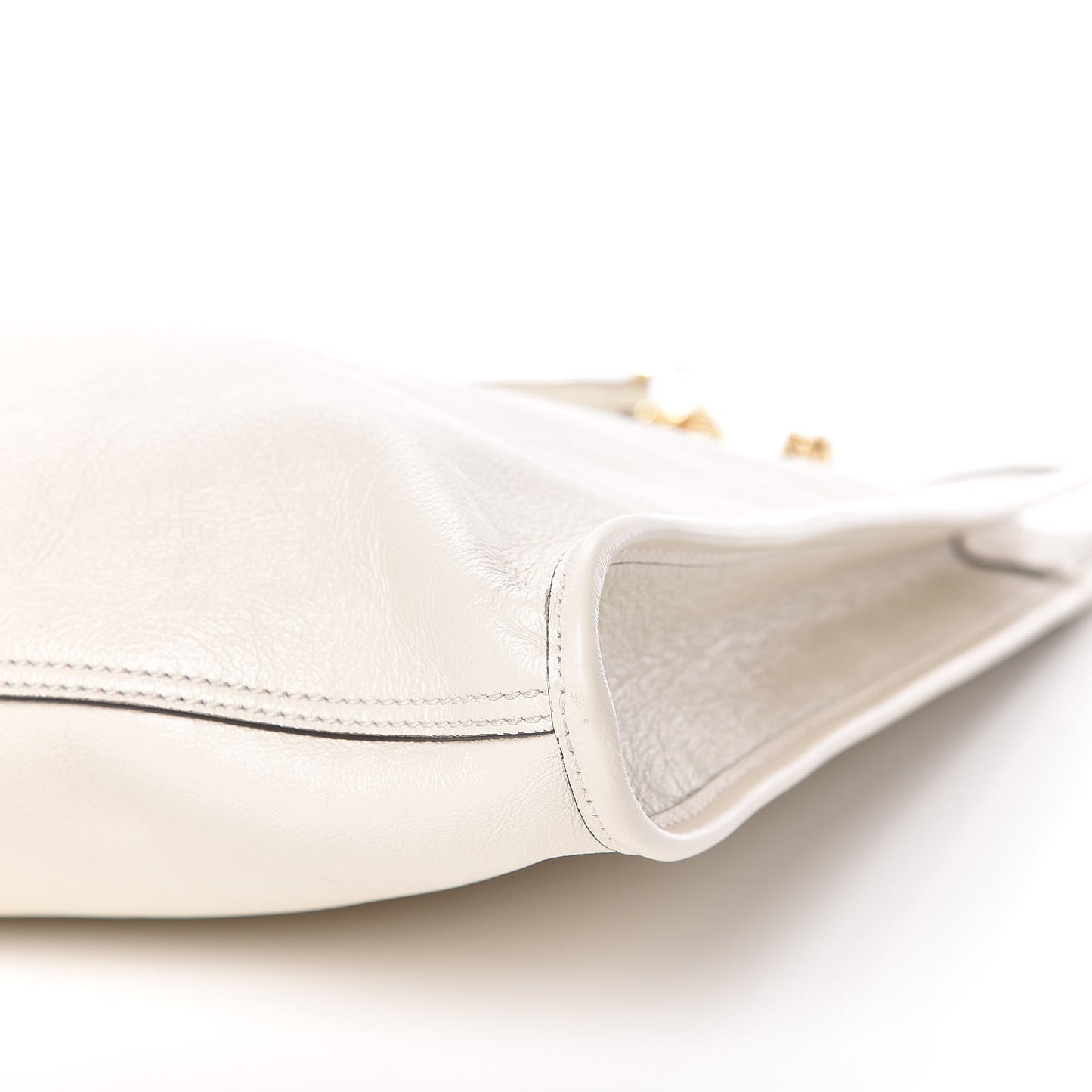 Suede Calfskin Large Rajah Chain Tote White