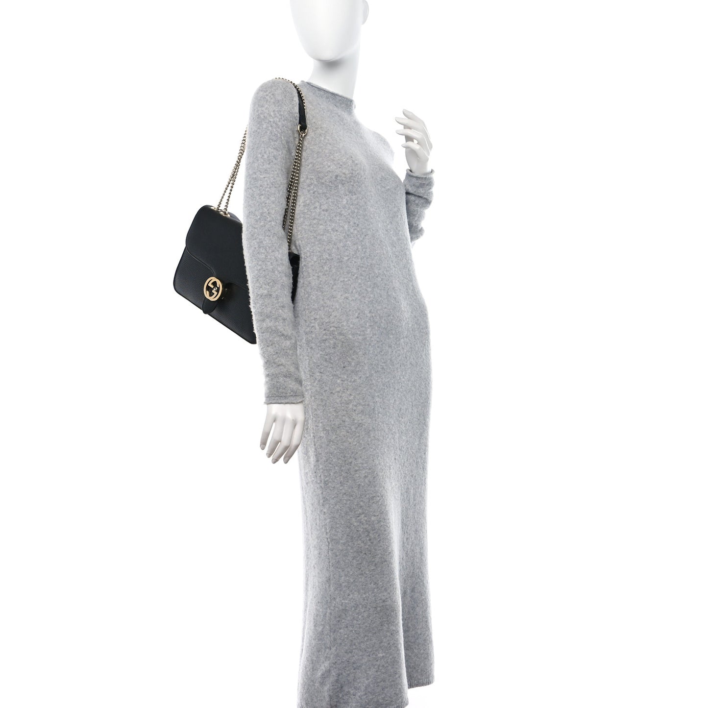 Dollar Calfskin Interlocking G Shoulder Bag Black