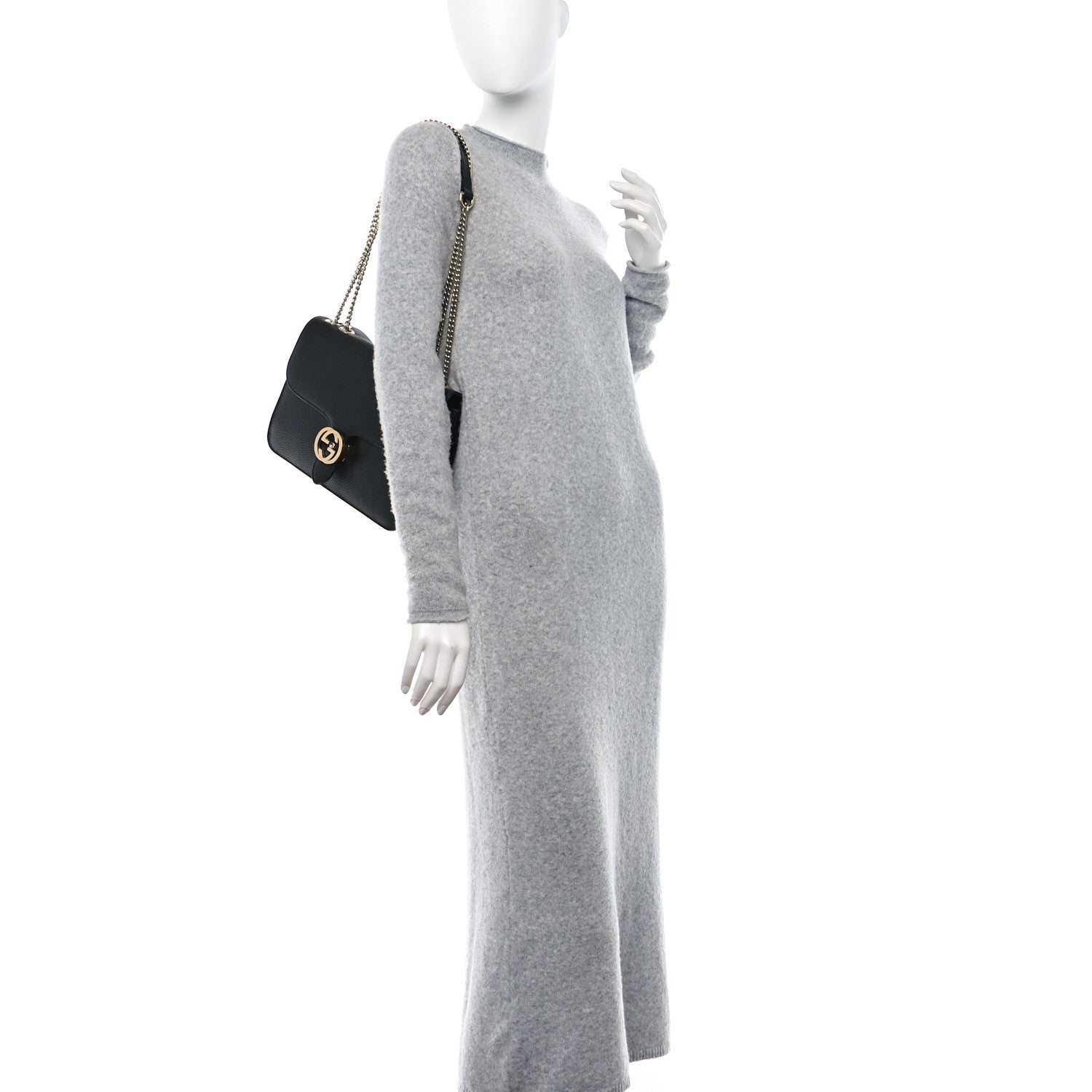 Gucci Dollar Calfskin Interlocking G Shoulder Bag Black 2 of 11