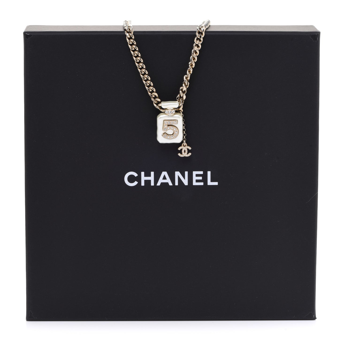 Resin Crystal CC No 5 Perfume Bottle Necklace