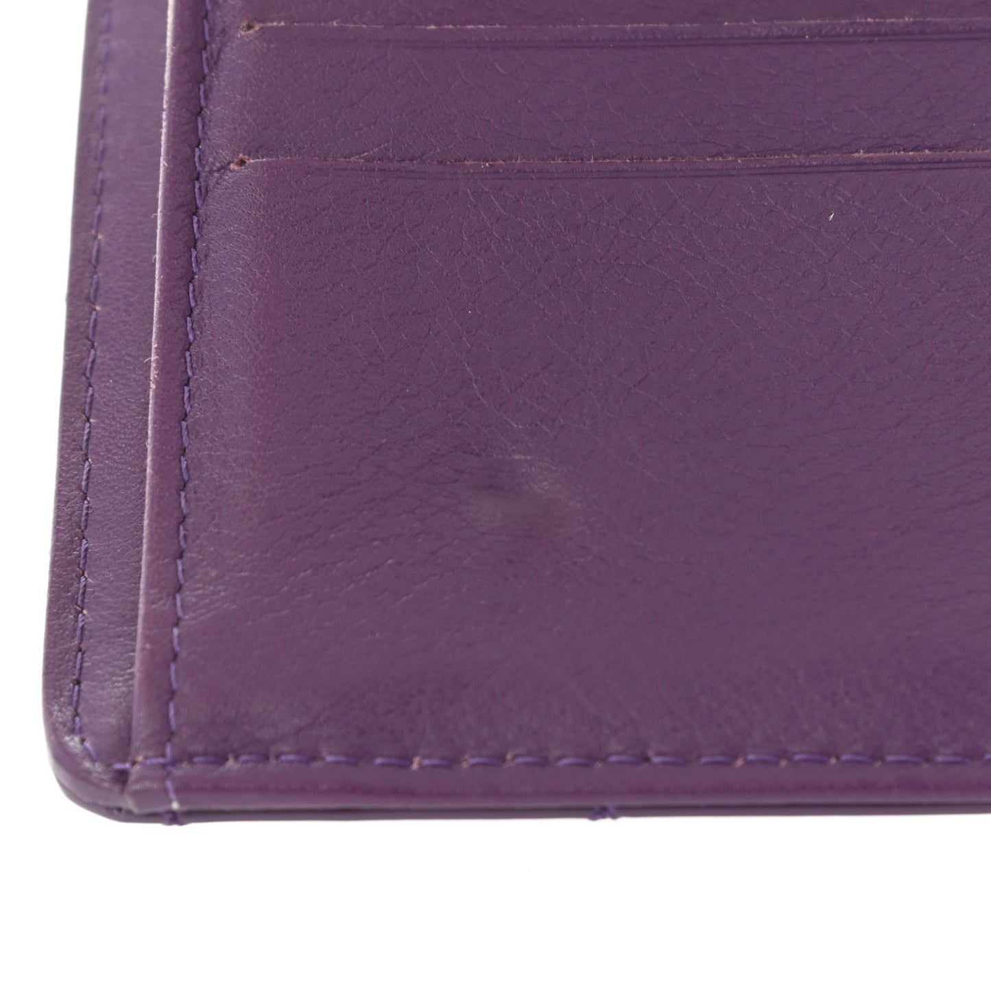 Patent Calfskin Quilted Large Brilliant Flap Wallet Purple
