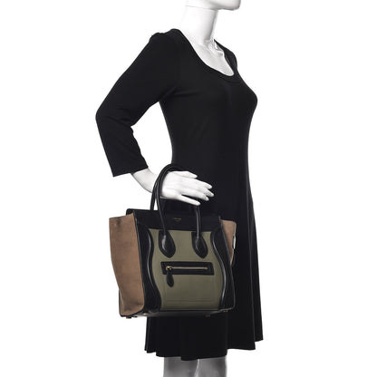Celine Satin Calfskin Suede Micro Tri-Color Luggage Almond 2 of 13