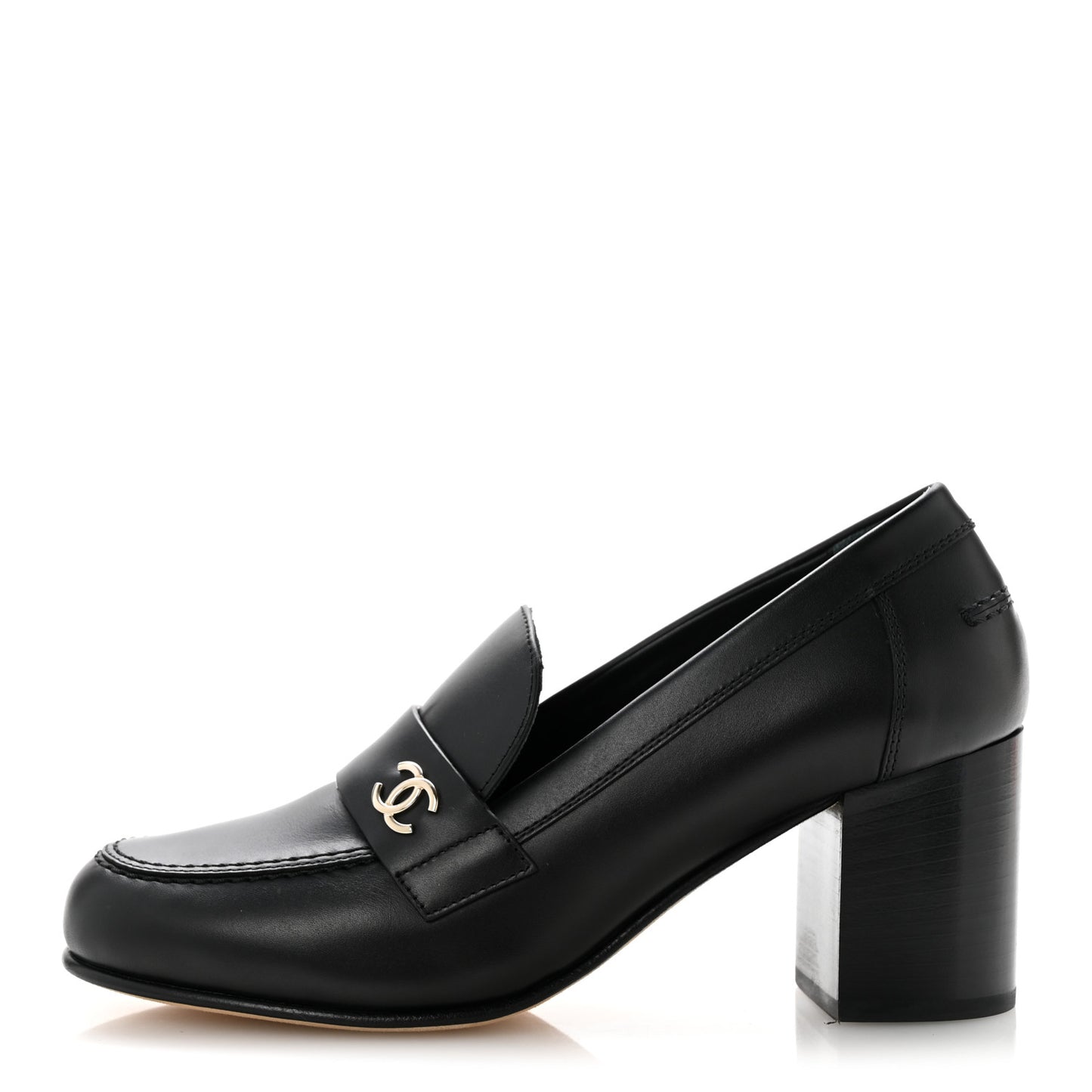 Calfskin CC Loafer Pumps 38 Black