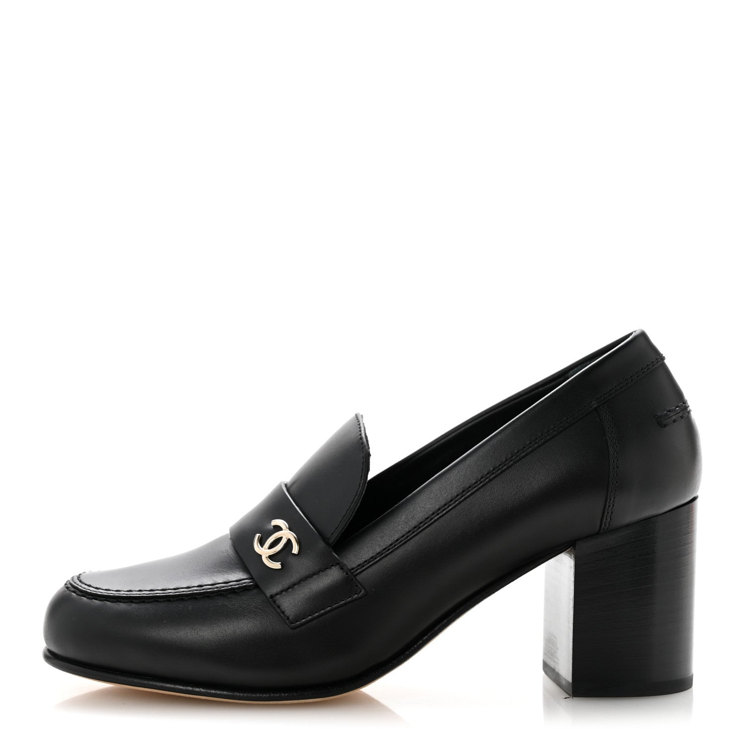 Chanel Calfskin CC Loafer Pumps 38 Black 1 of 10