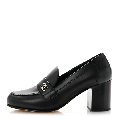 Chanel Calfskin CC Loafer Pumps 38 Black 1 of 10
