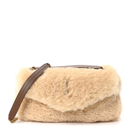 Saint Laurent Shearling Calypso Crossbody Crema Naturel Dark Cigar 1 of 10