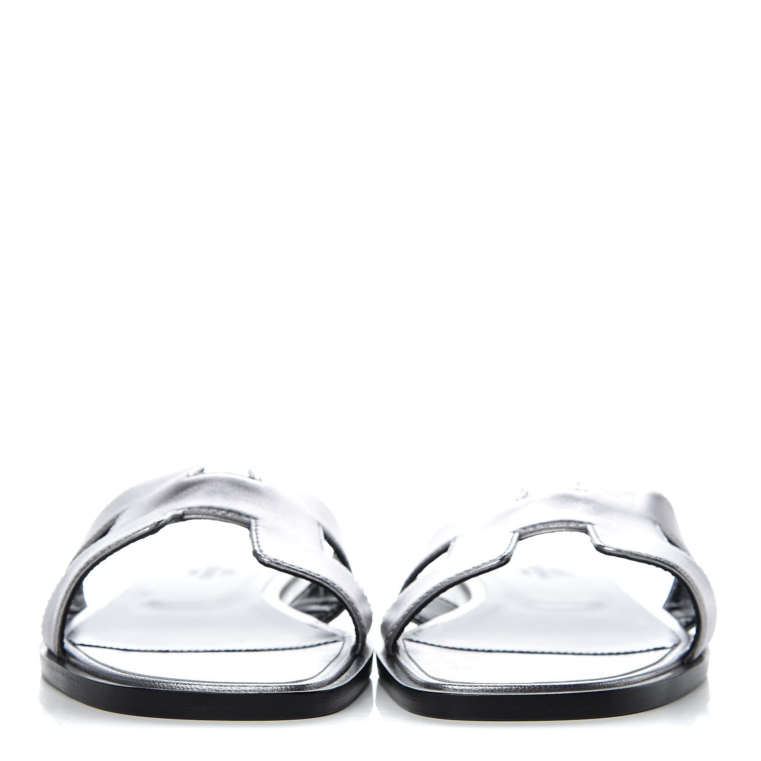 Hermes Metallic Nappa Calfskin Oran Sandals 37 Argent 2 of 11