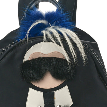 Fendi Nylon Vitello Century Mink Fox Goat Fur Studded Karlito Backpack Black Multicolor 8 of 10