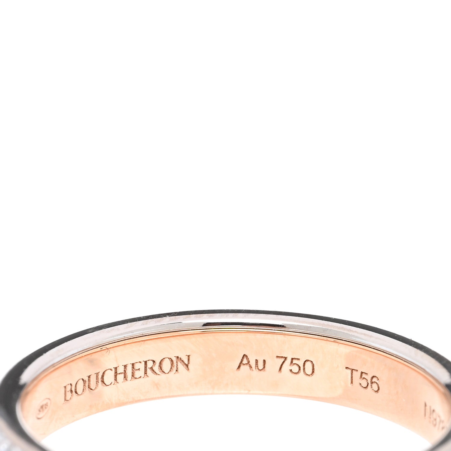 Boucheron 18K Pink White Gold Ceramic Diamond Quatre Classique Wedding Band Ring 56 7.5 4 of 5