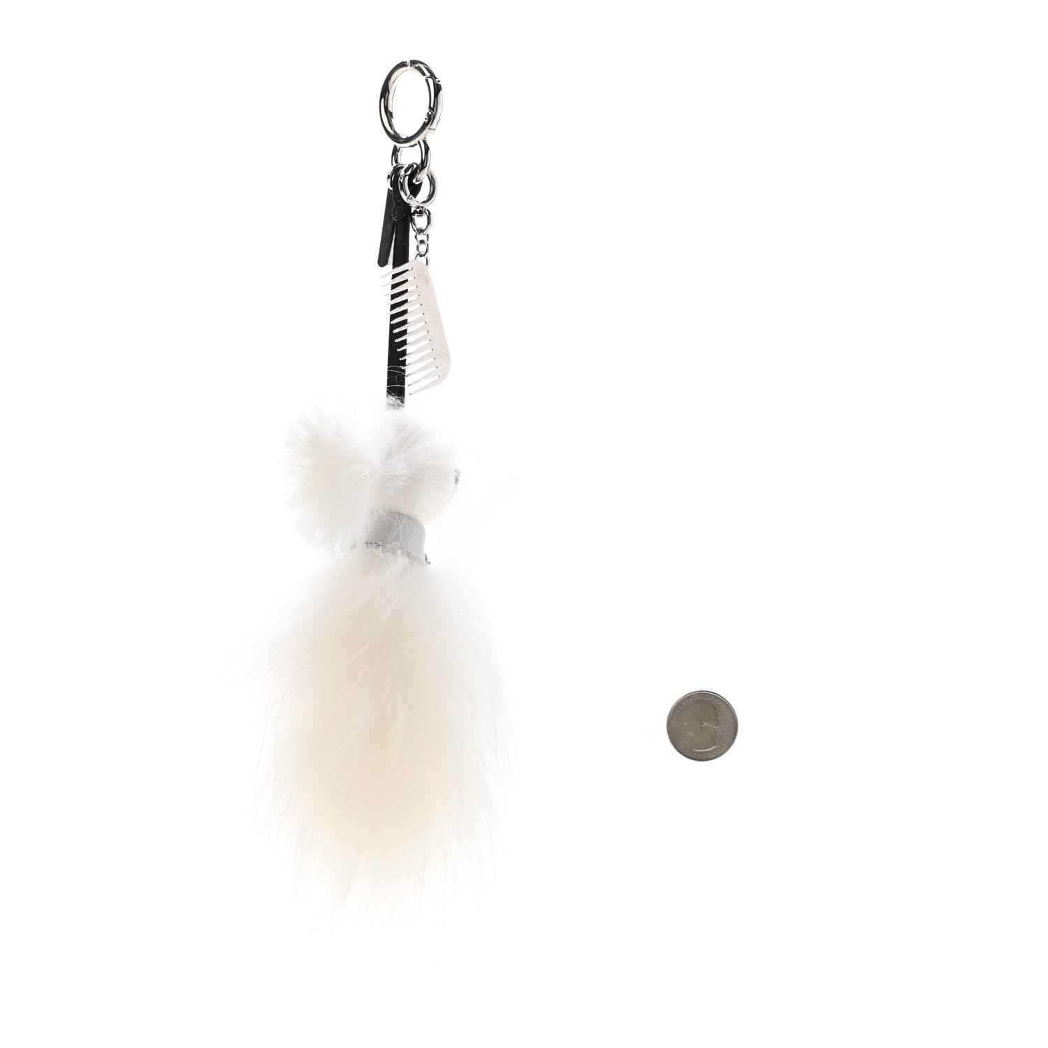 Fendi Fox Goat Mink Fur Nappa Crystal Studded Mini Karlito Tuxedo Bag Charm White Multicolor 2 of 6