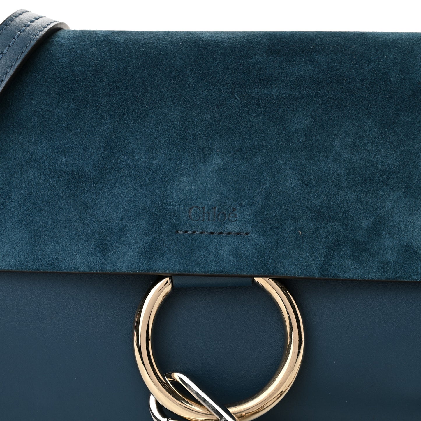 Suede Calfskin Small Faye Shoulder Bag Majolica Blue