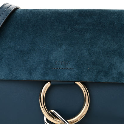 Chloe Suede Calfskin Small Faye Shoulder Bag Majolica Blue 7 of 9