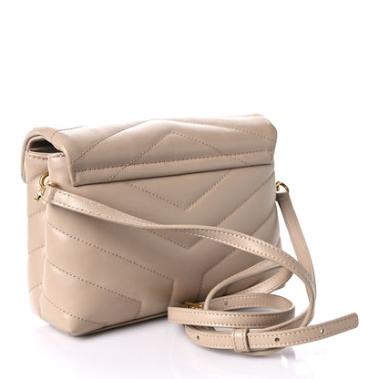 Saint Laurent Calfskin Y Quilted Monogram Toy Loulou Crossbody Bag Latte 2 of 10