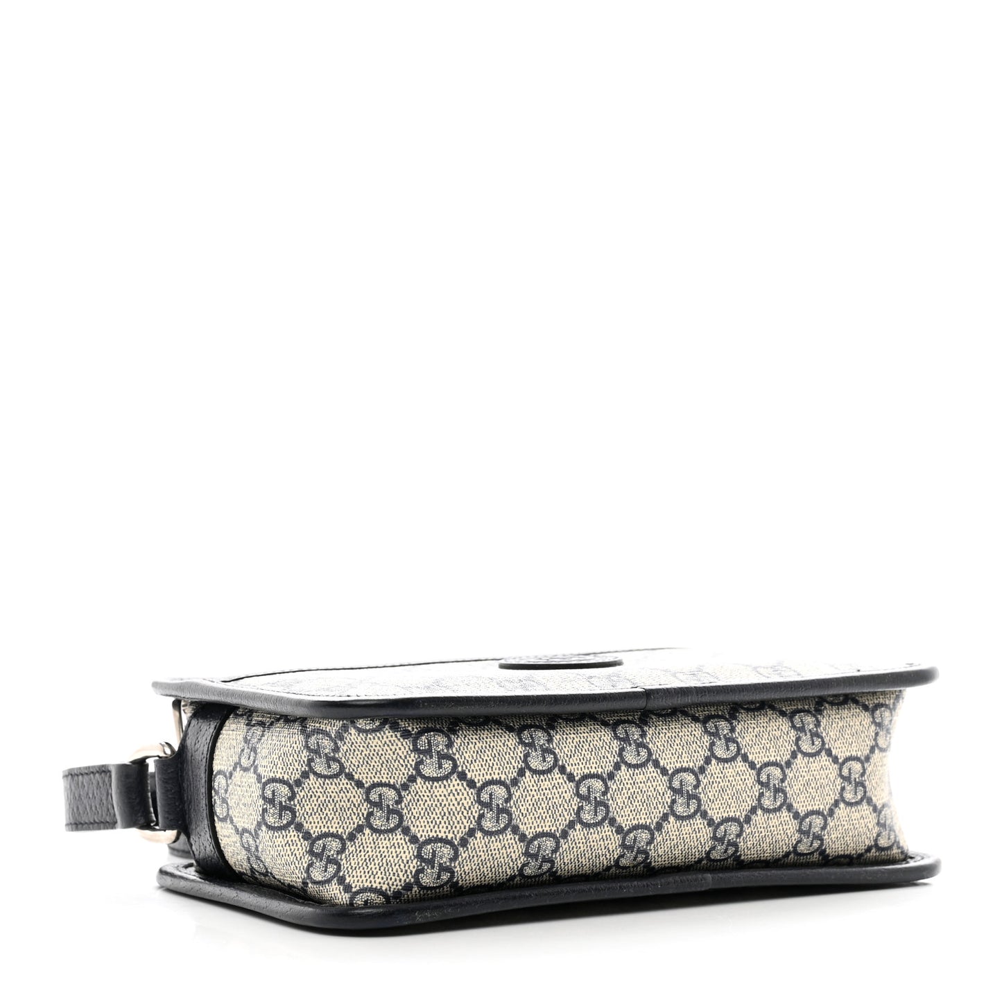 GG Supreme Monogram Textured Dollar Calfskin Mini Retro Interlocking G Shoulder Bag Beige Blue