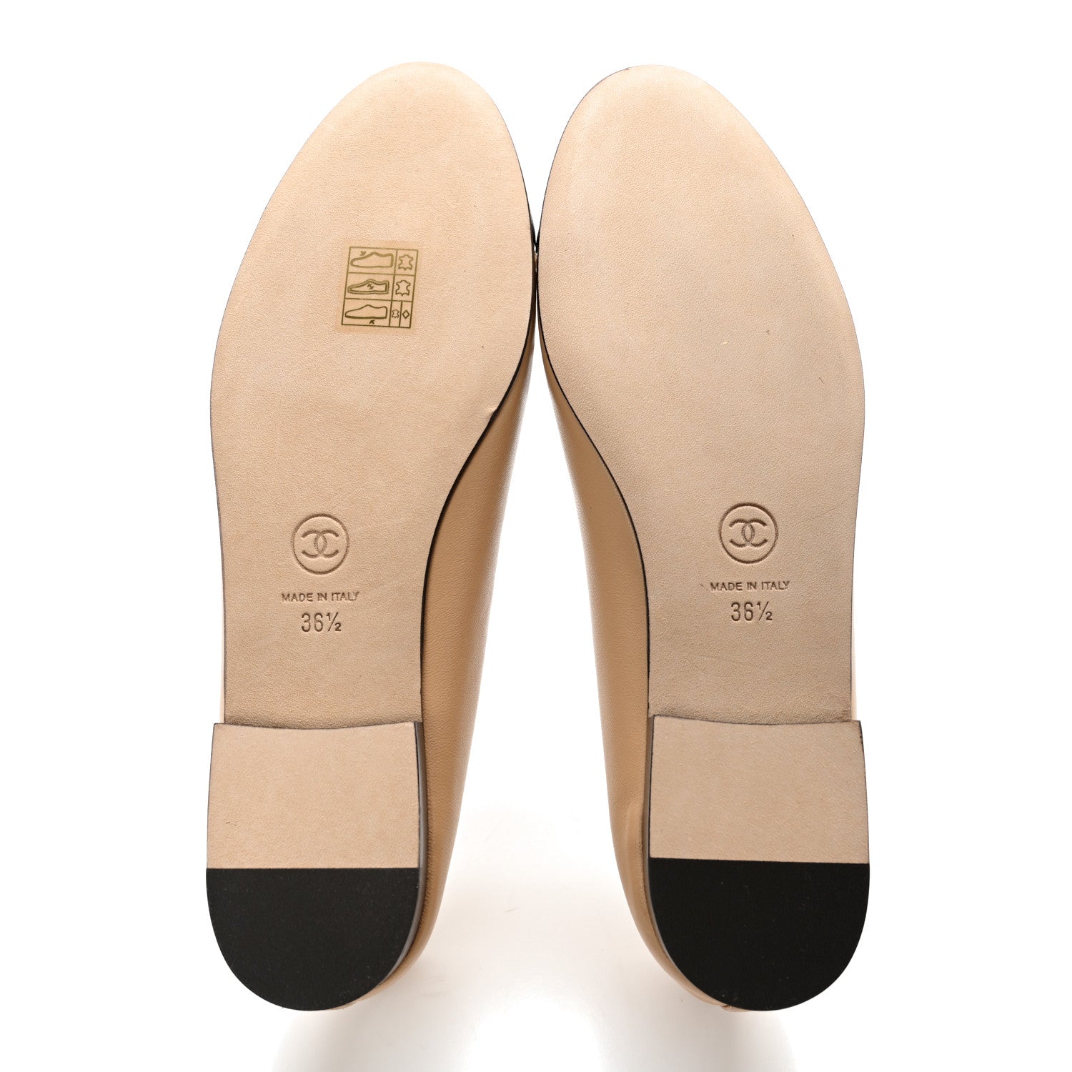 Chanel Lambskin Cap Toe CC Ballerina Flats 36.5 Beige Black 5 of 11