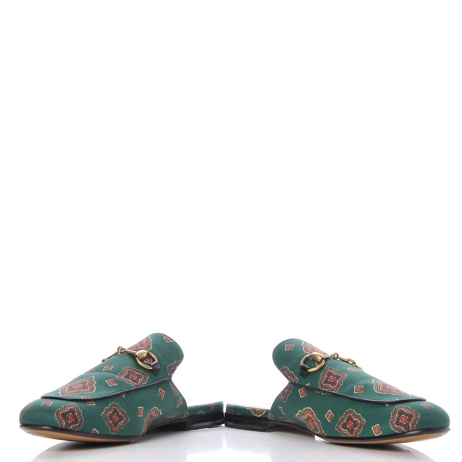 Gucci Satin Goatskin Jewel Highlands Printed Mens Princetown Slippers 8 Green 5 of 12