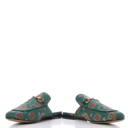 Gucci Satin Goatskin Jewel Highlands Printed Mens Princetown Slippers 8 Green 5 of 12