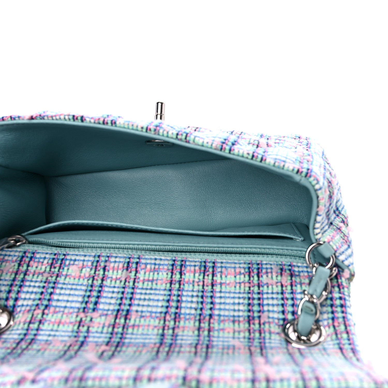 Chanel Tweed Quilted Mini Rectangular Flap Blue 5 of 9