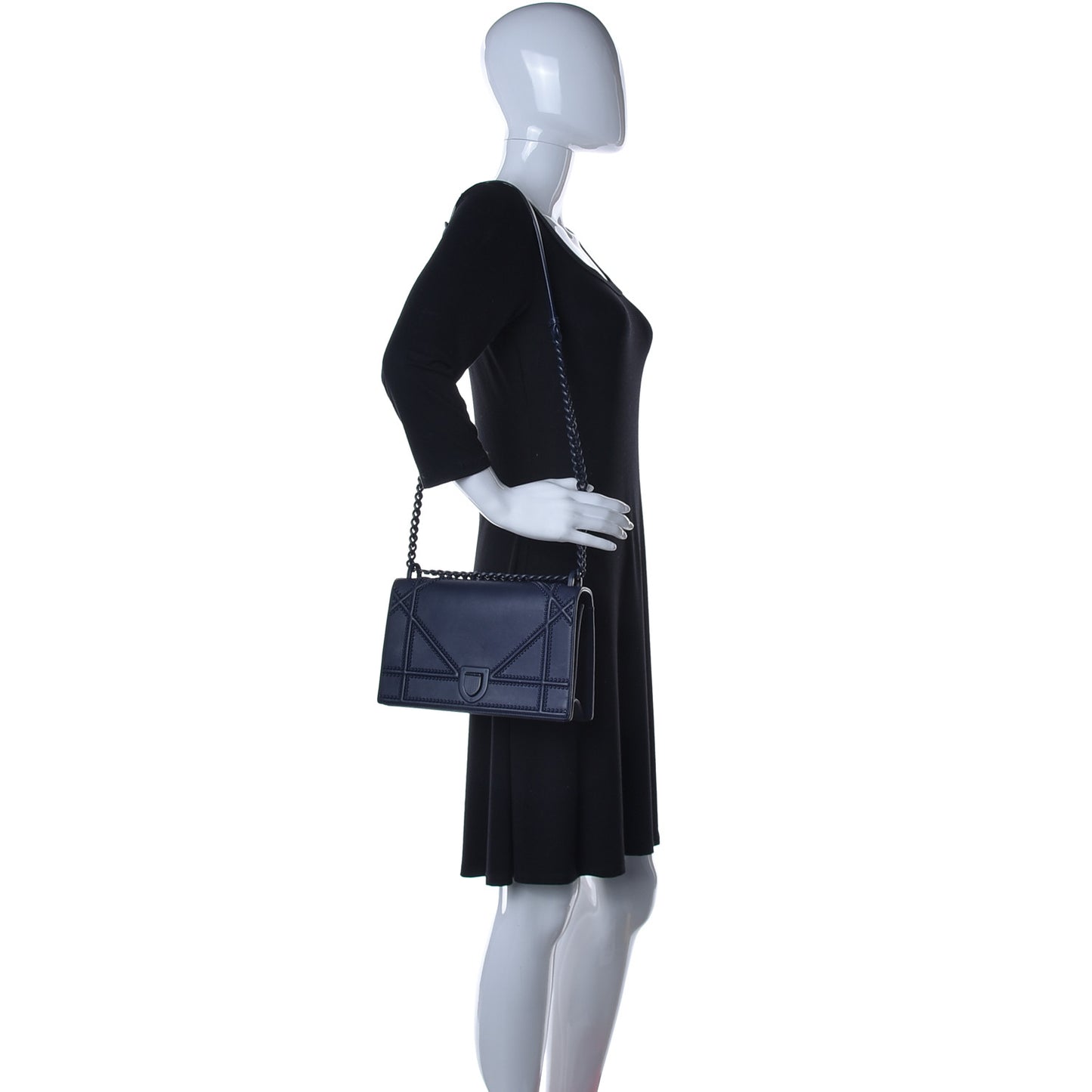 Ultra Matte Calfskin Studded Medium Diorama Flap Bag Blue