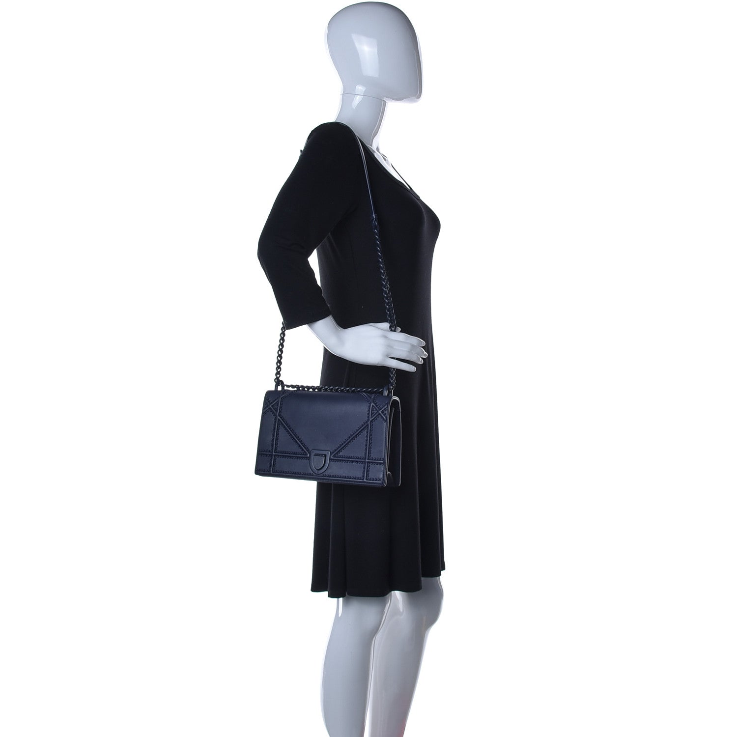 Christian Dior Ultra Matte Calfskin Studded Medium Diorama Flap Bag Blue 2 of 19