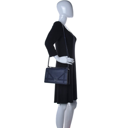 Christian Dior Ultra Matte Calfskin Studded Medium Diorama Flap Bag Blue 2 of 19