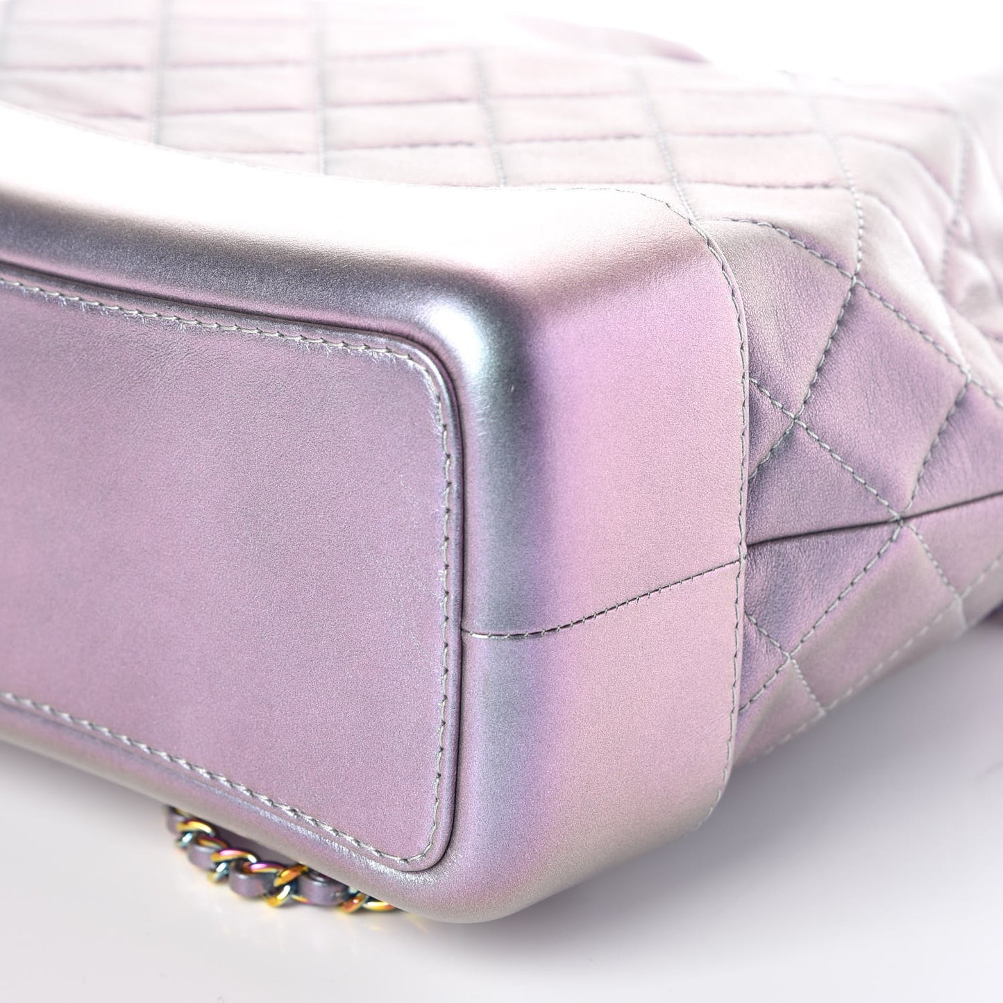 Iridescent Lambskin Calfskin Quilted Gabrielle Backpack Light Purple