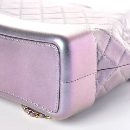 Chanel Iridescent Lambskin Calfskin Quilted Gabrielle Backpack Light Purple 6 of 10
