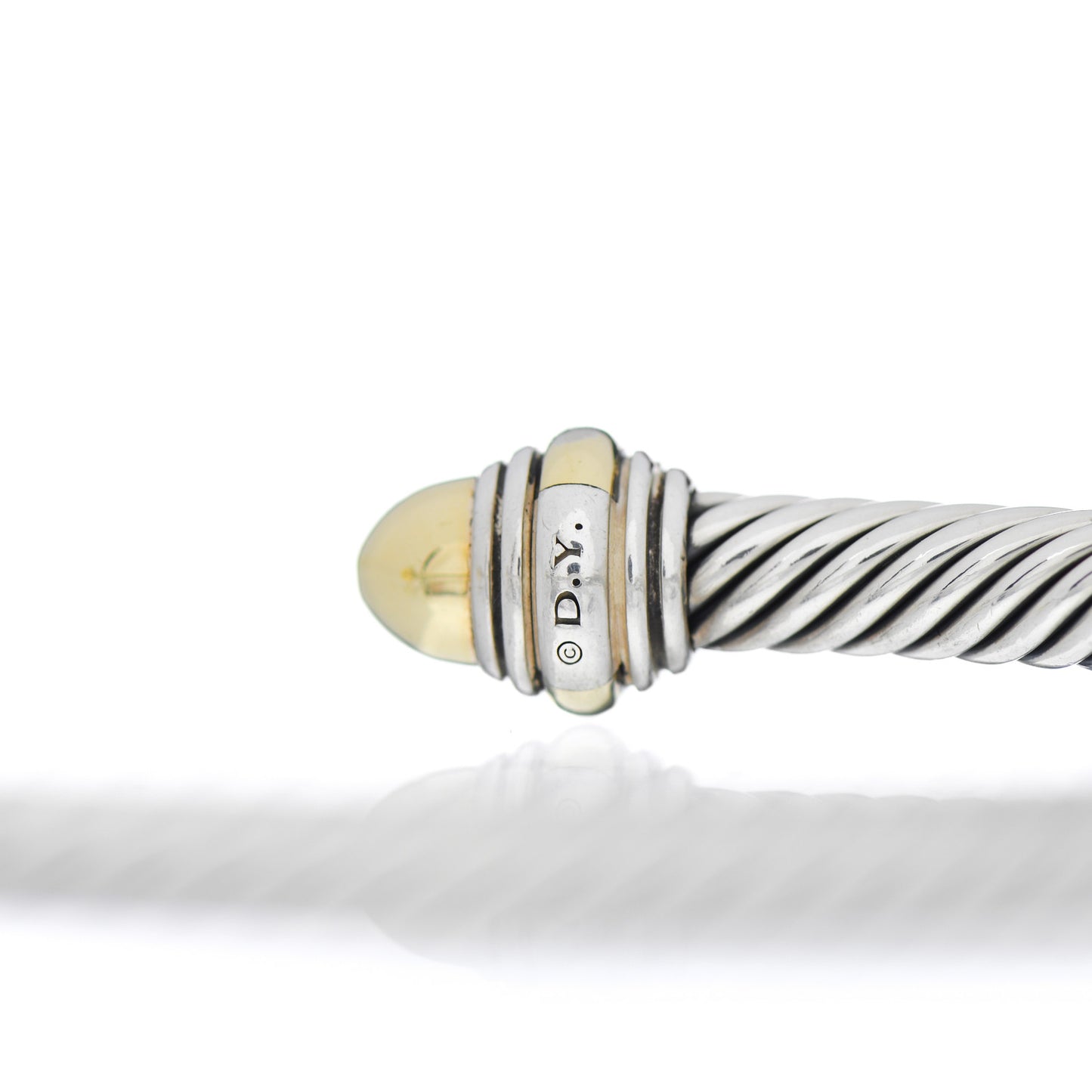 Sterling Silver 14K Yellow Gold 5mm Cable Classics Dome Bracelet