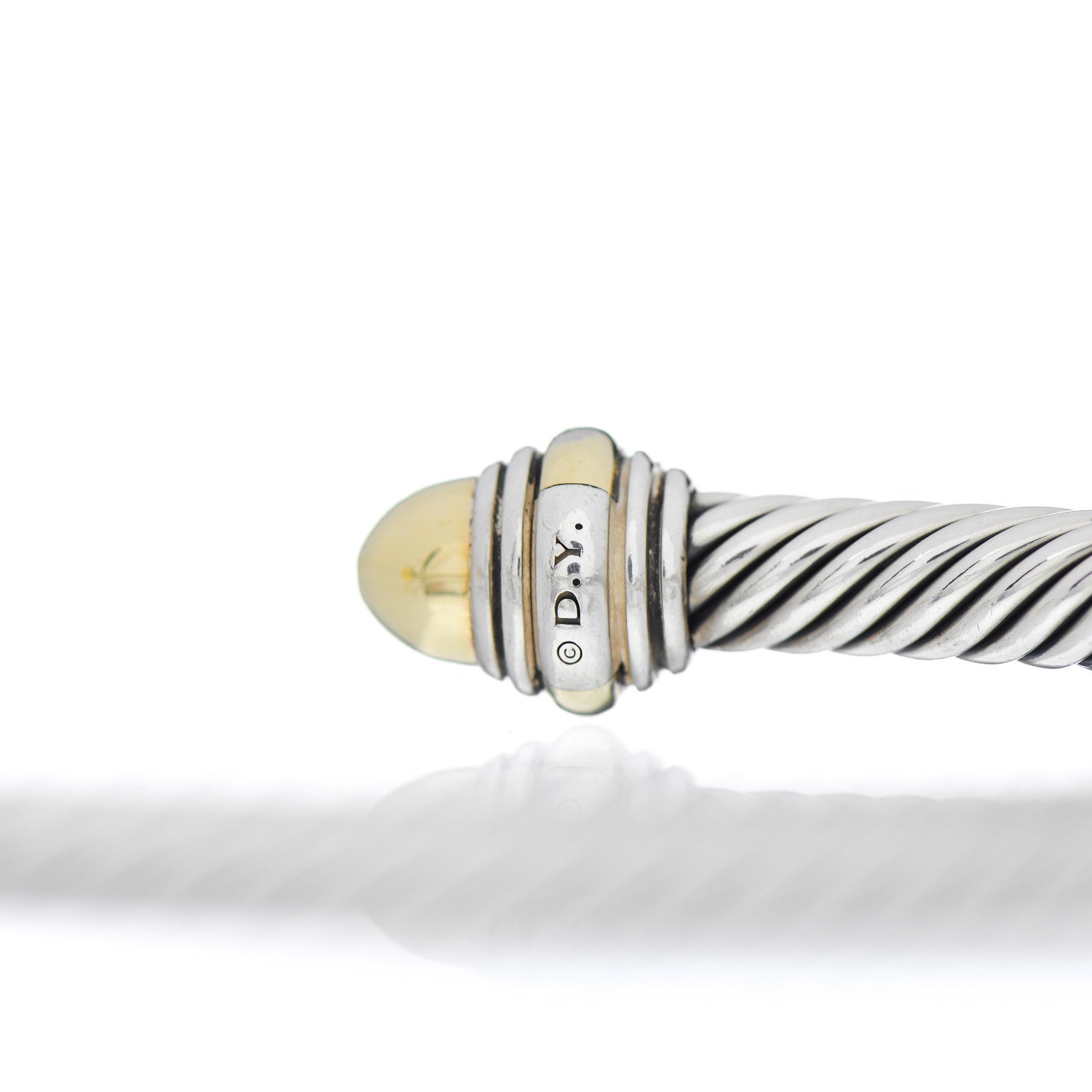 David Yurman Sterling Silver 14K Yellow Gold 5mm Cable Classics Dome Bracelet 4 of 4