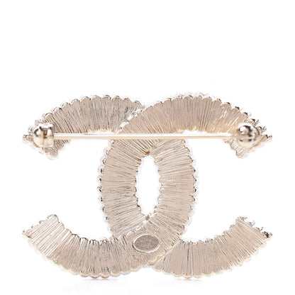 Chanel Pearl Crystal Lace Camellia CC Brooch Gold 3 of 5
