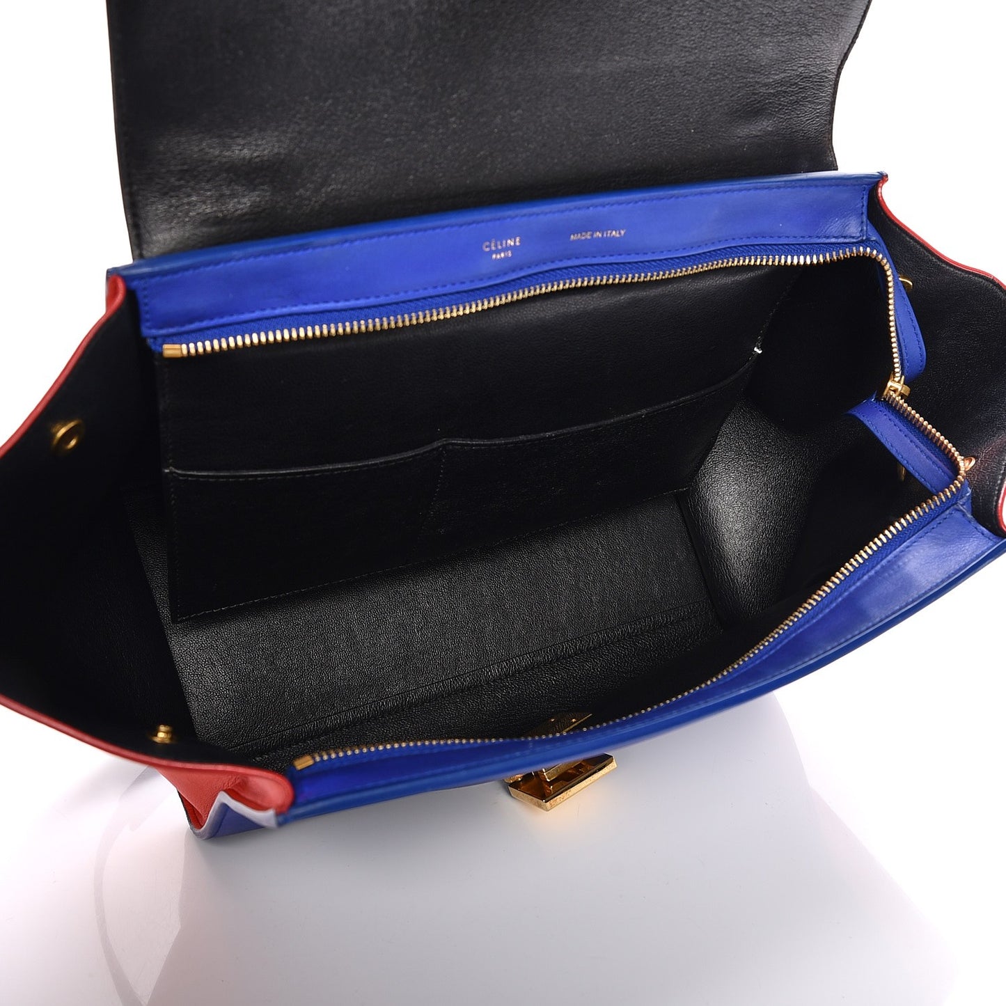 Smooth Calfskin Small Tri-Color Trapeze Black
