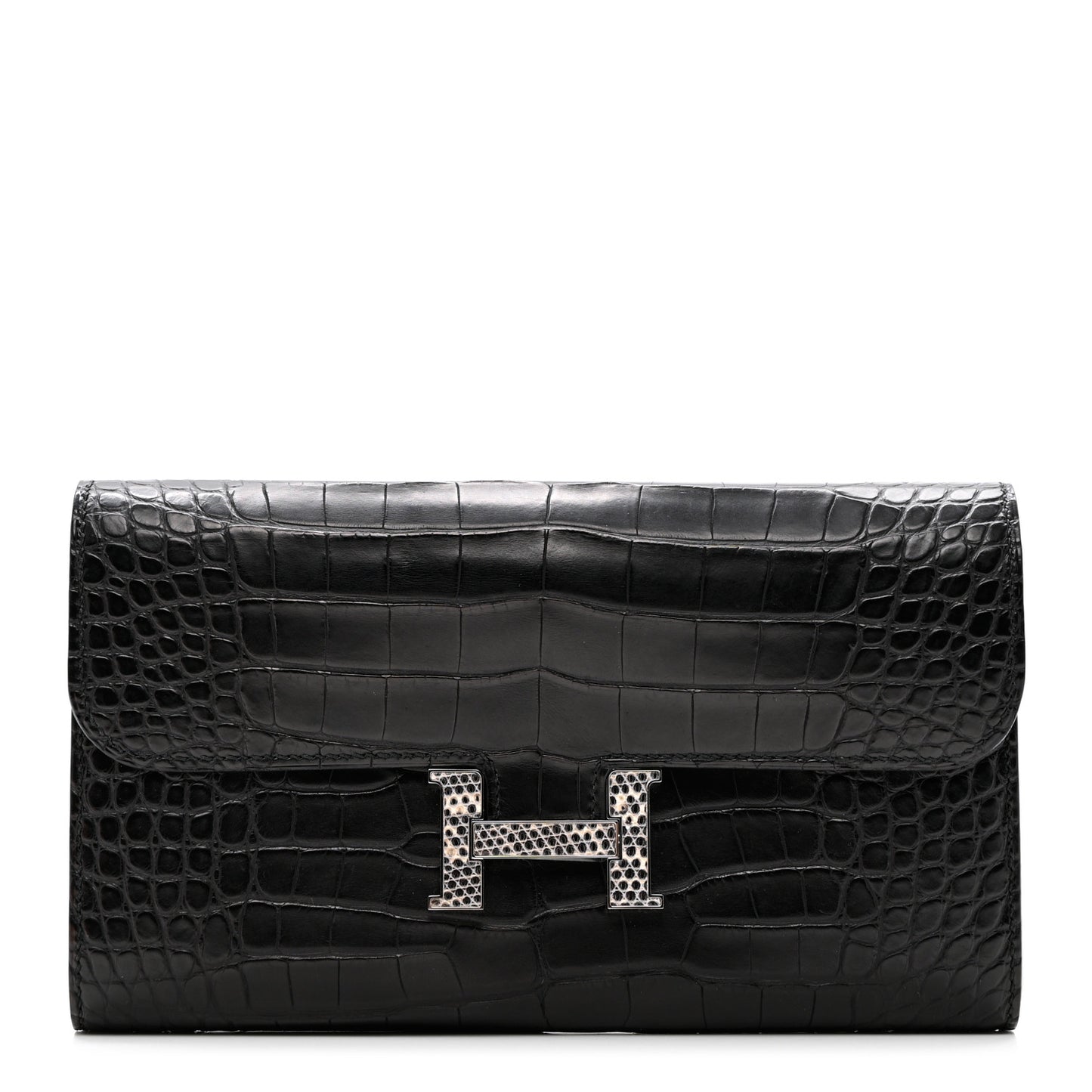 Matte Alligator Lizard Constance Wallet Black Ombre