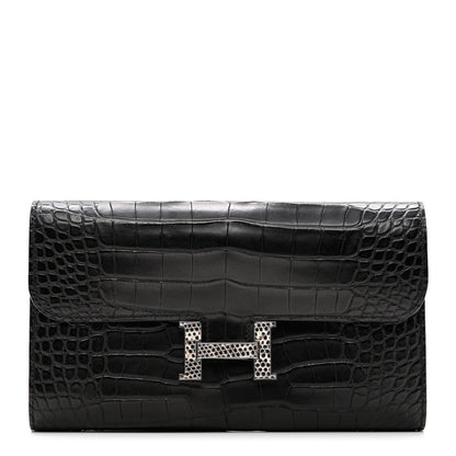 Hermes Matte Alligator Lizard Constance Wallet Black Ombre 1 of 6