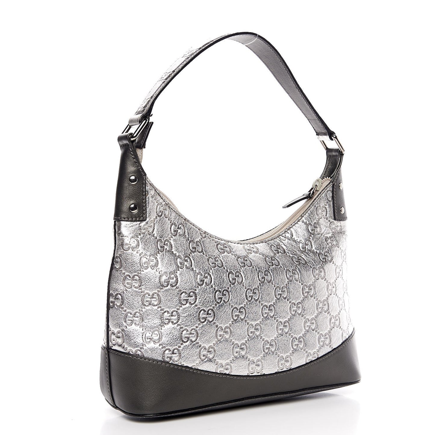 Metallic Guccissima Small Hobo Silver