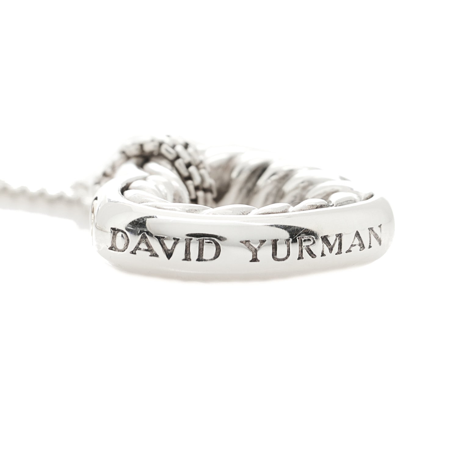 David Yurman Sterling Silver 18K Yellow Gold Open Heart Cable Necklace 6 of 7