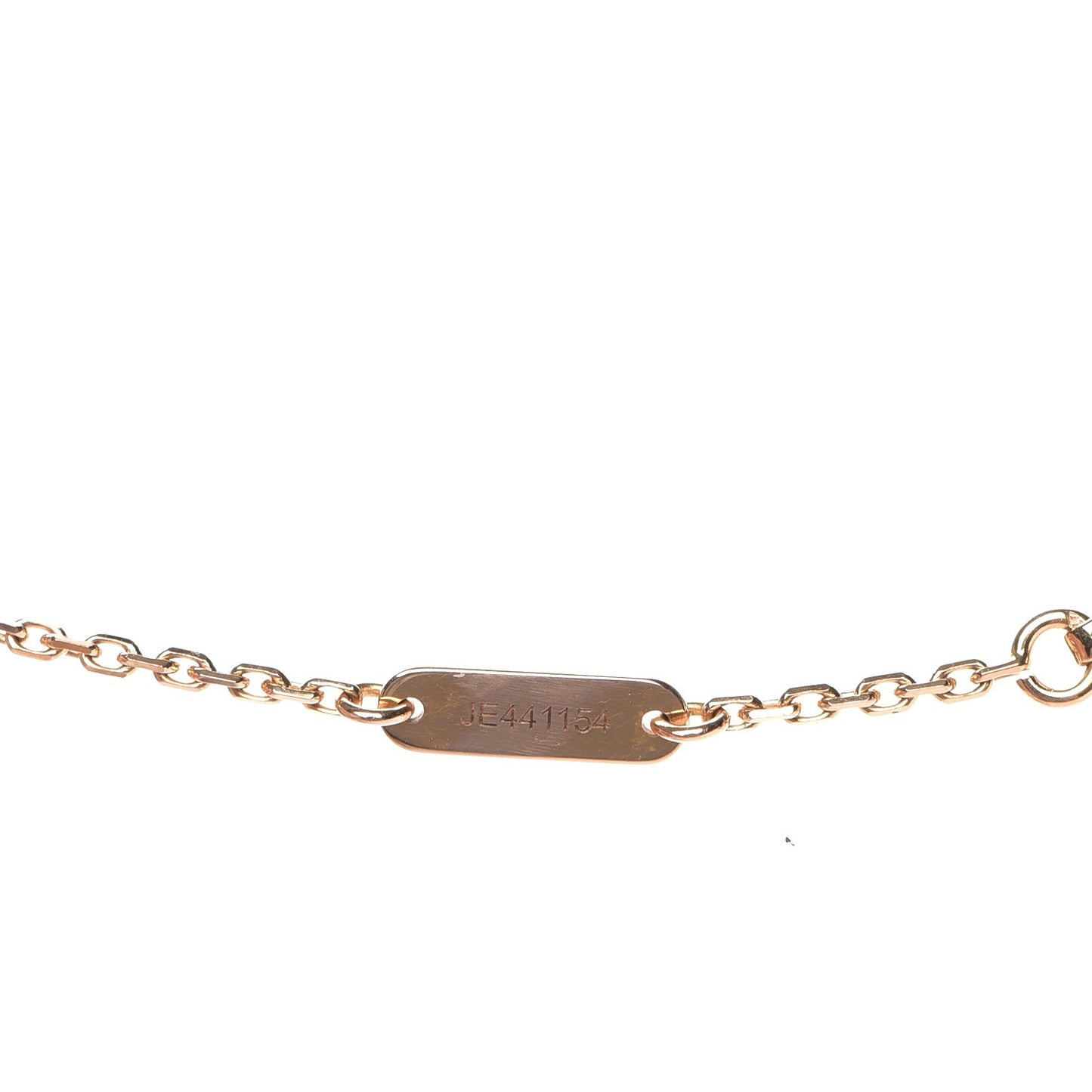 18K Rose Gold Diamond Pink Porcelain Vintage Alhambra Pendant Necklace