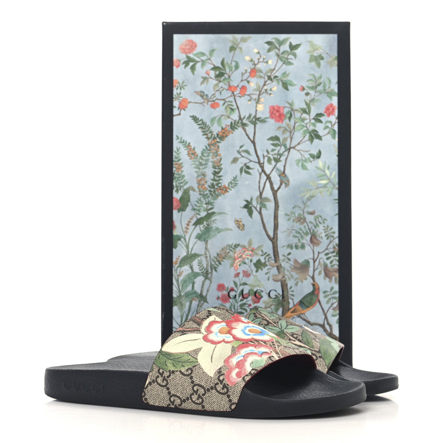 Gucci GG Supreme Monogram Tian Womens Slide Sandals 38 Beige Multicolor 9 of 9