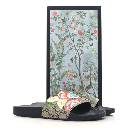 Gucci GG Supreme Monogram Tian Womens Slide Sandals 38 Beige Multicolor 9 of 9